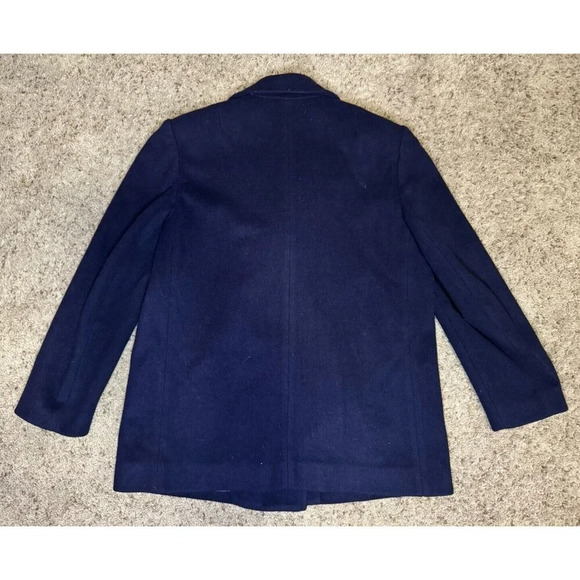 TALBOTS Vintage Double Breast Wool Blend Blazer Navy Purple Sz 12 USA Academia - Picture 2 of 11